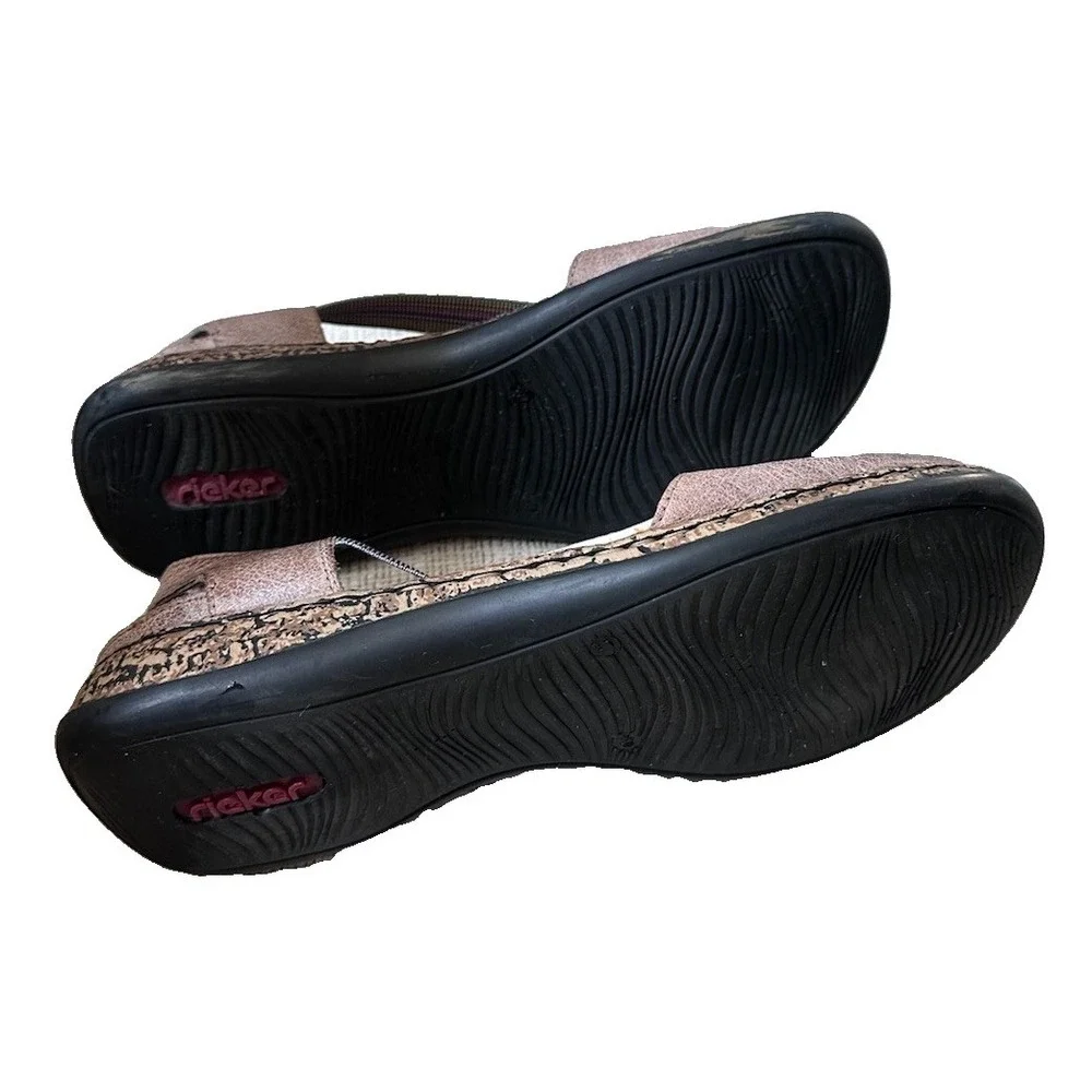RIEKER Anti Stress Women's 40 US 9 Daisy Slip On Mary Jane Comfort Shoes Tan